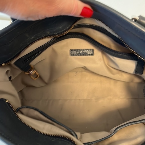 Cole Haan slate blue/grey Womens Shoulder Purse Crossbody Strap Gold Details - Picture 11 of 15